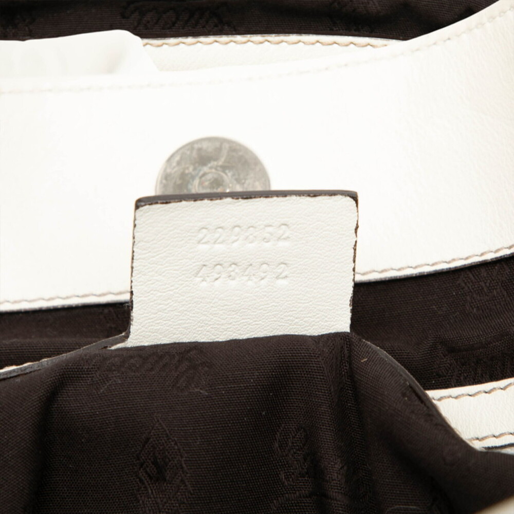 GUCCI Authentic White Leather Horsebit Shoulder Bag - Picture 5 of 6